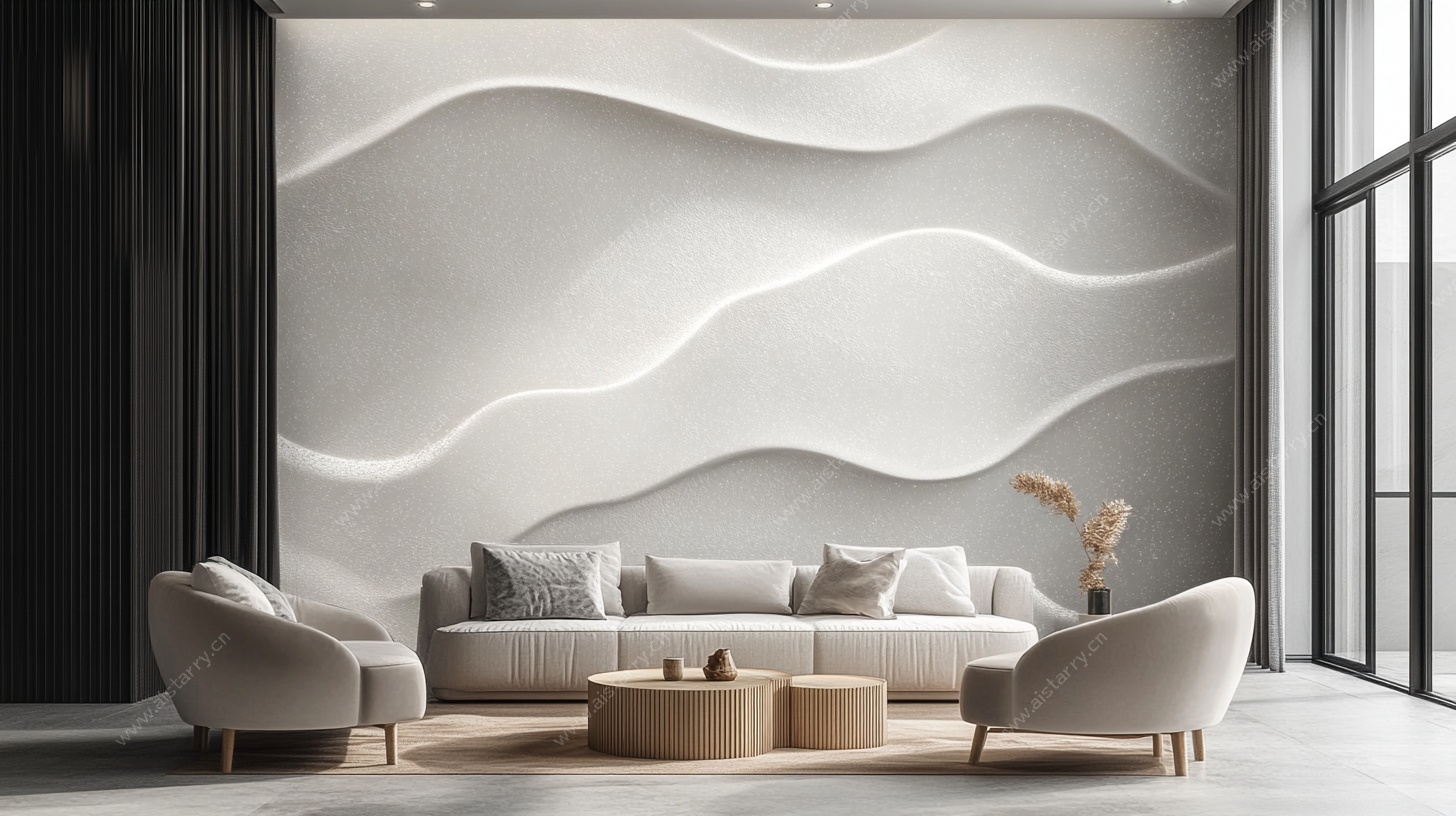 现代简约波浪纹理客厅墙