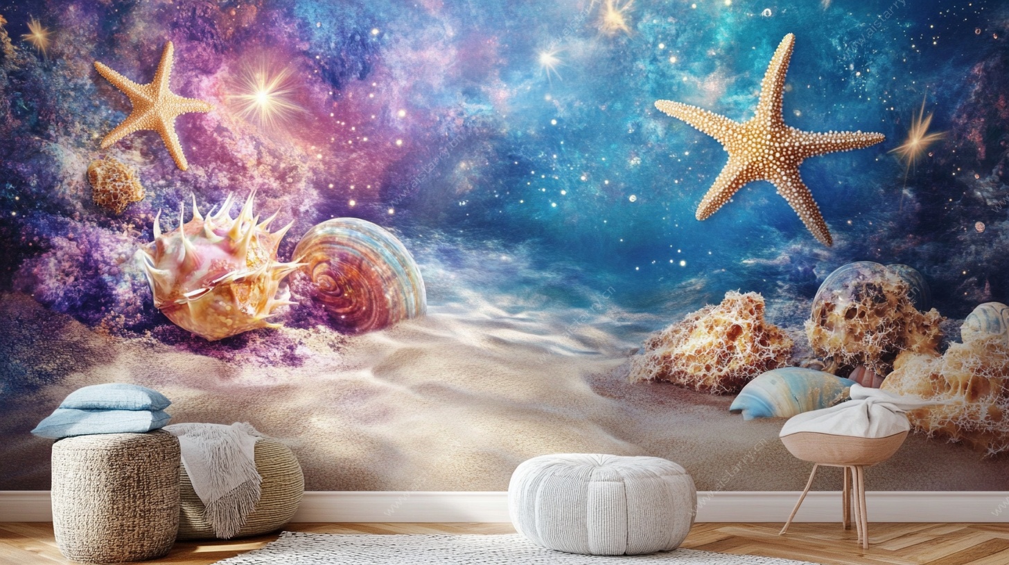 梦幻海洋风卧室背景墙