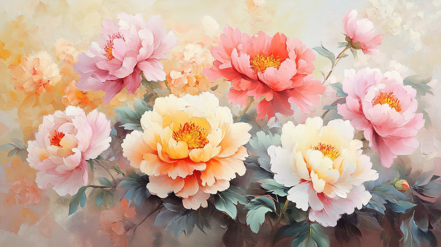 梦幻绚丽牡丹花卉图