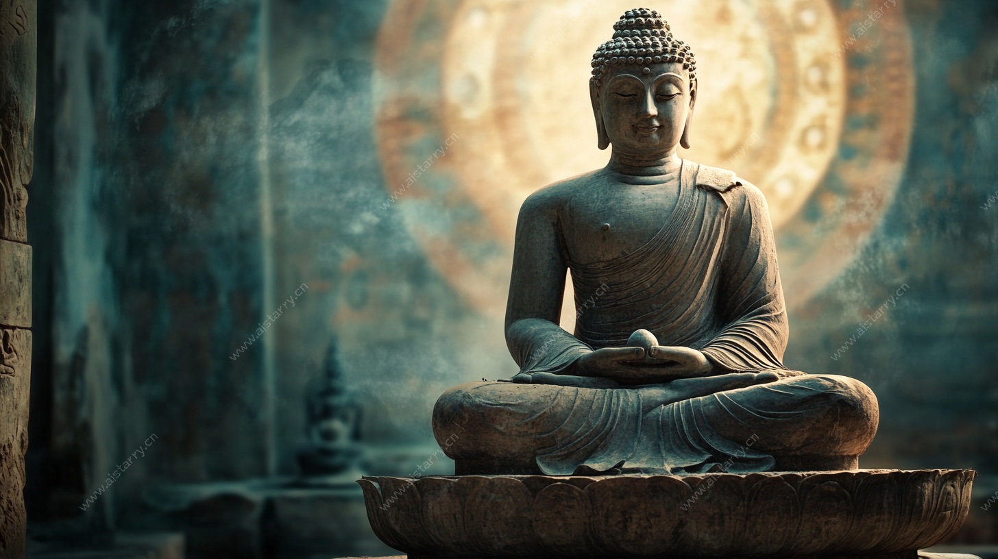 静坐佛像 禅意空间景象