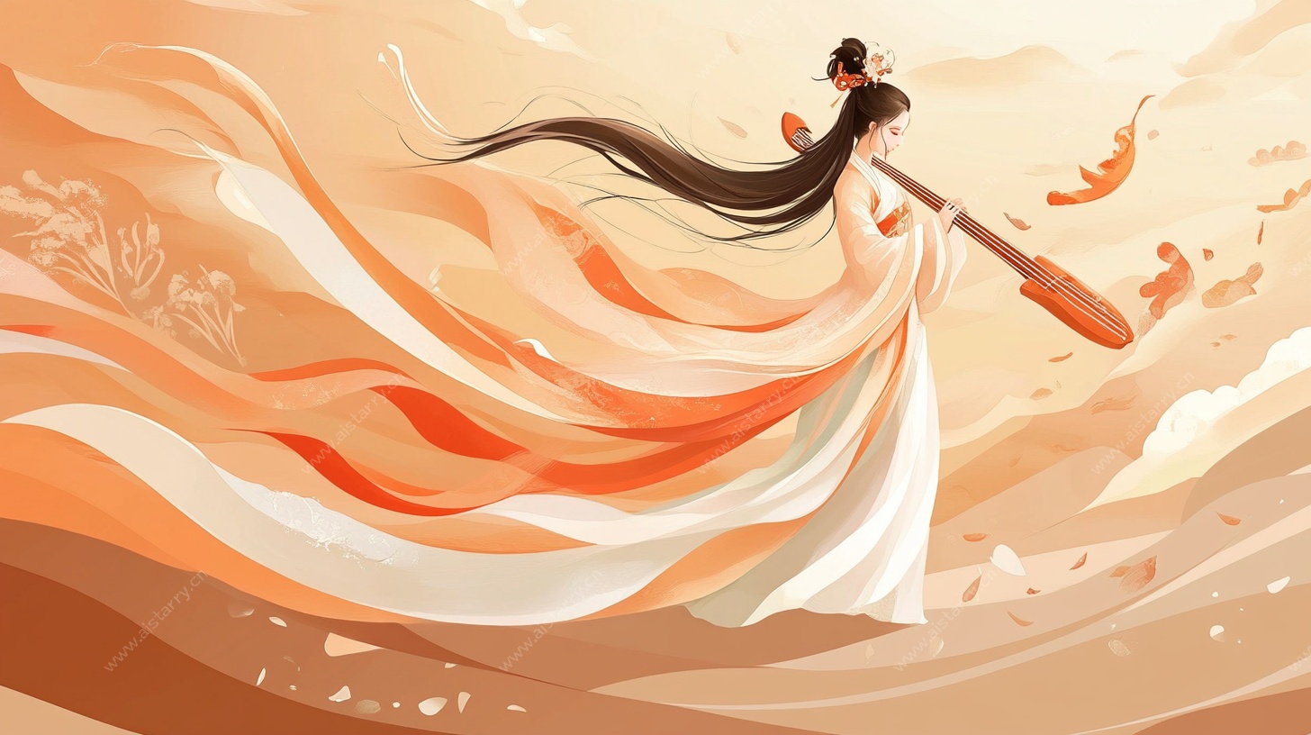 古风持剑飘逸女子插画