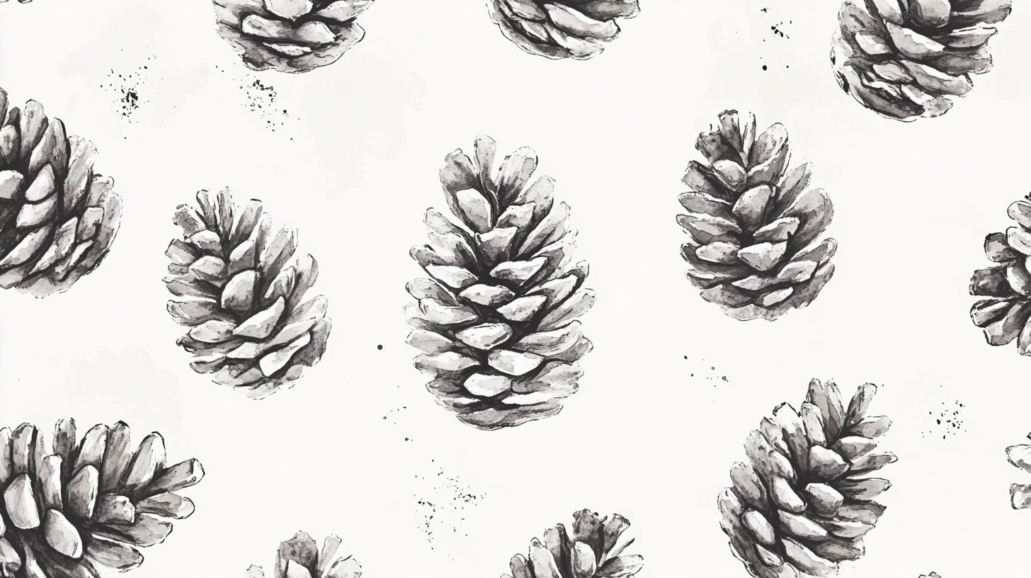手绘松果图案背景