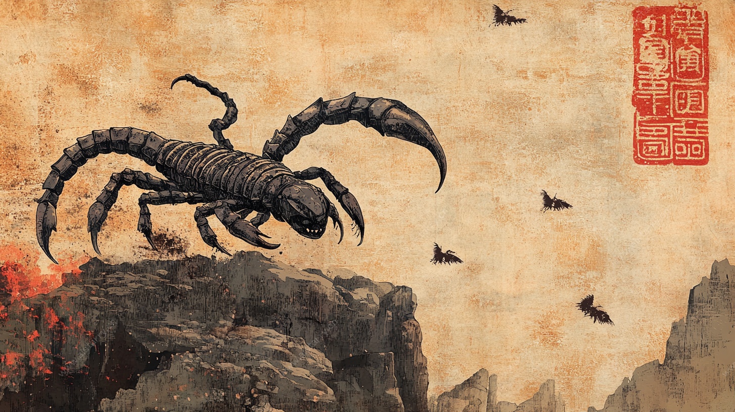 中式风格巨蝎插画