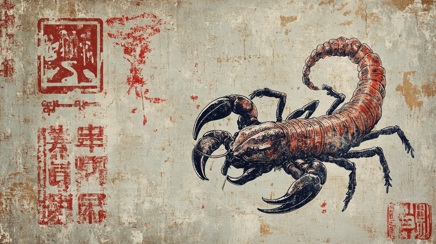 中式复古风蝎子插画