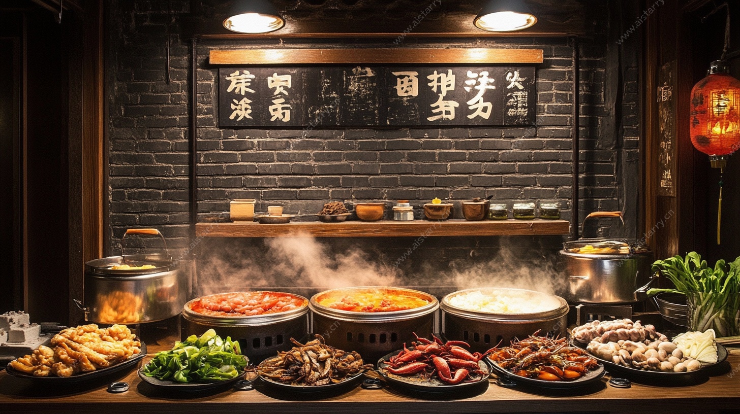 中式火锅食材展示场景