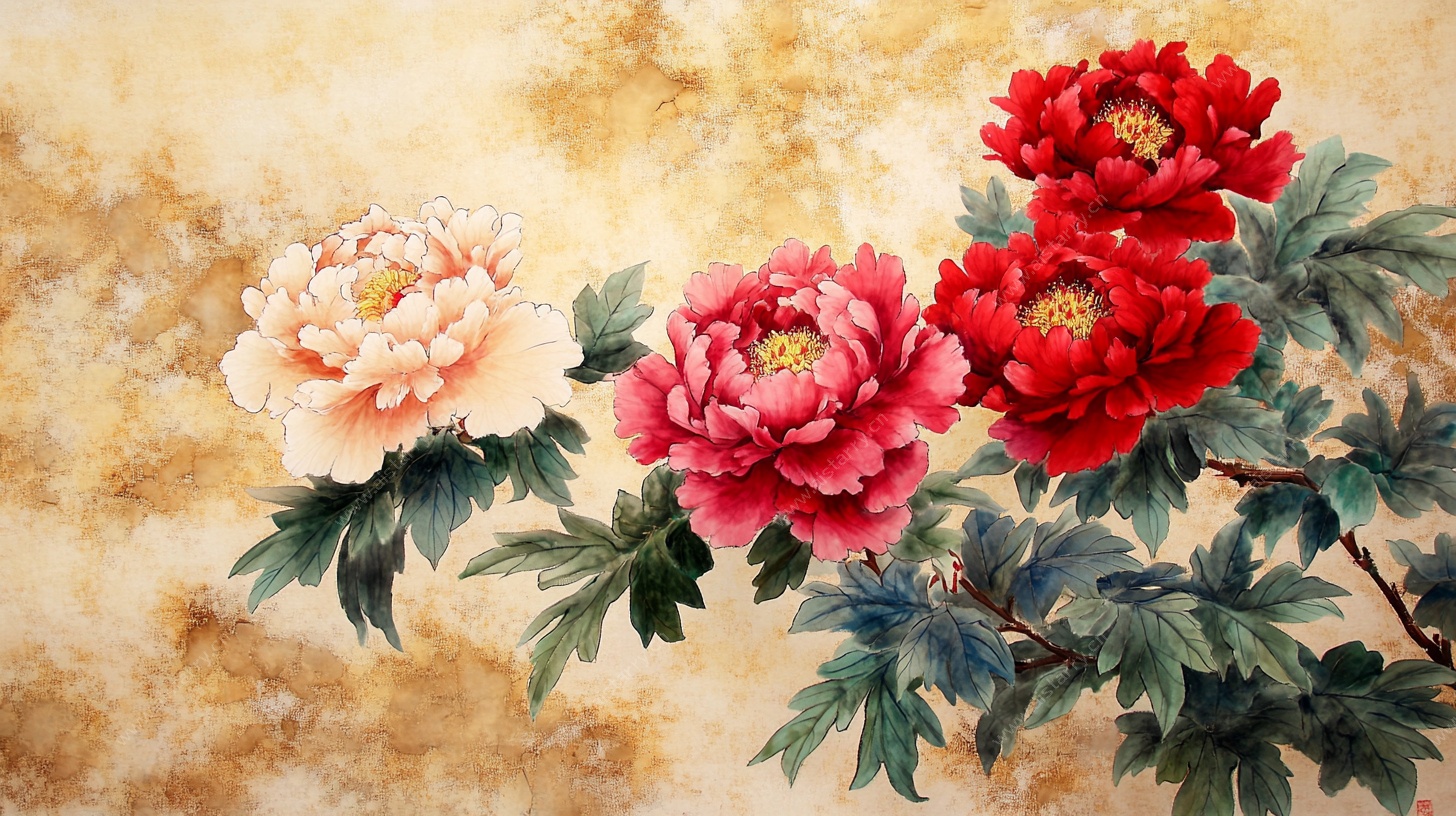 国画牡丹花卉图