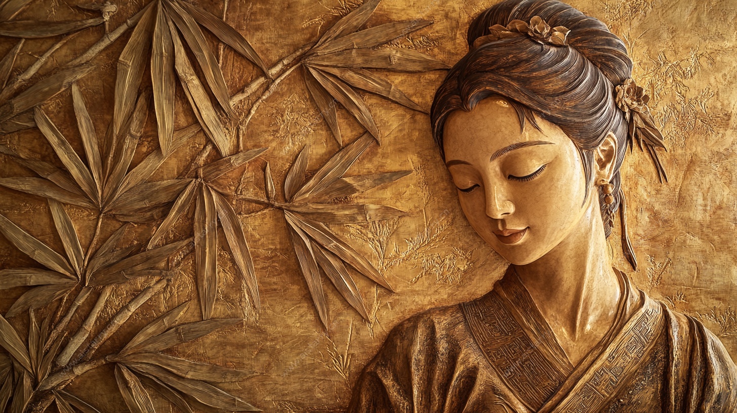 古风女子浮雕艺术作品