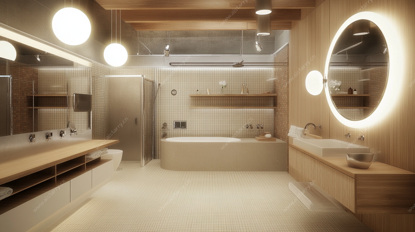 现代简约风木质浴室空间