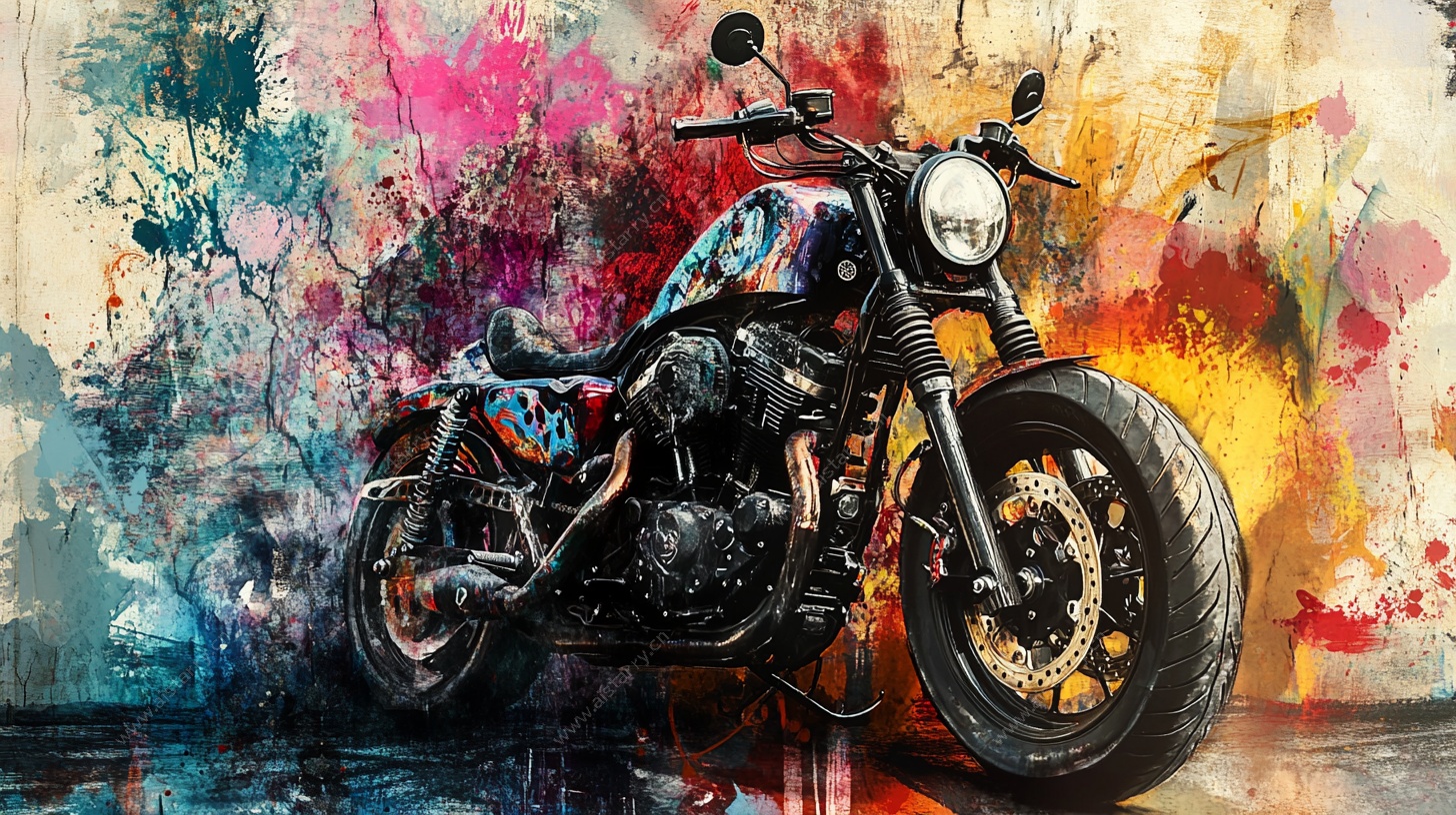 彩绘摩托车 绚丽艺术风