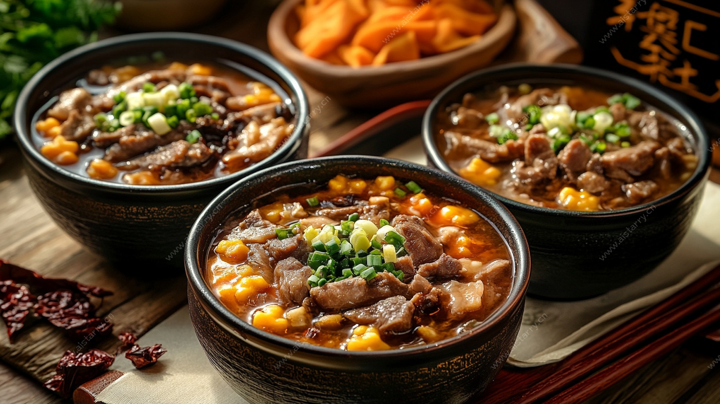 三碗美味牛肉炖玉米