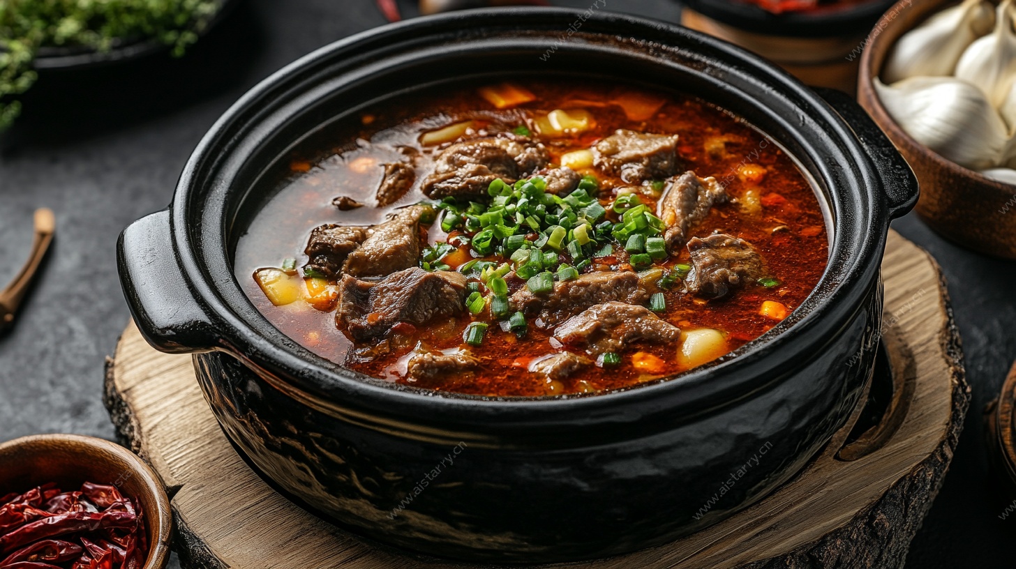 香辣牛肉砂锅煲