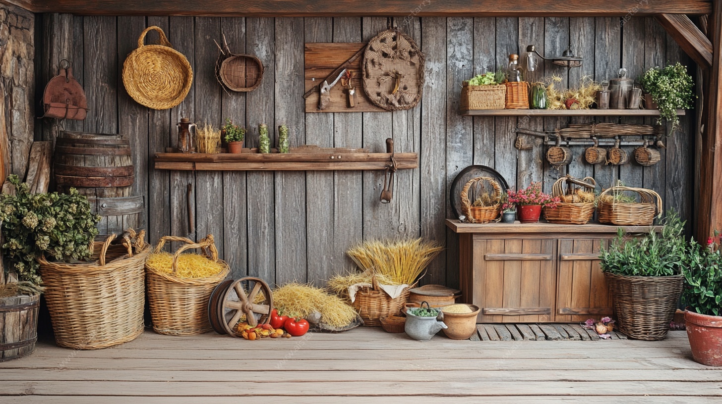 乡村风木质杂货装饰一角