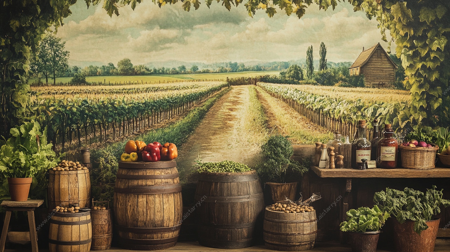 田园风葡萄酒庄户外场景
