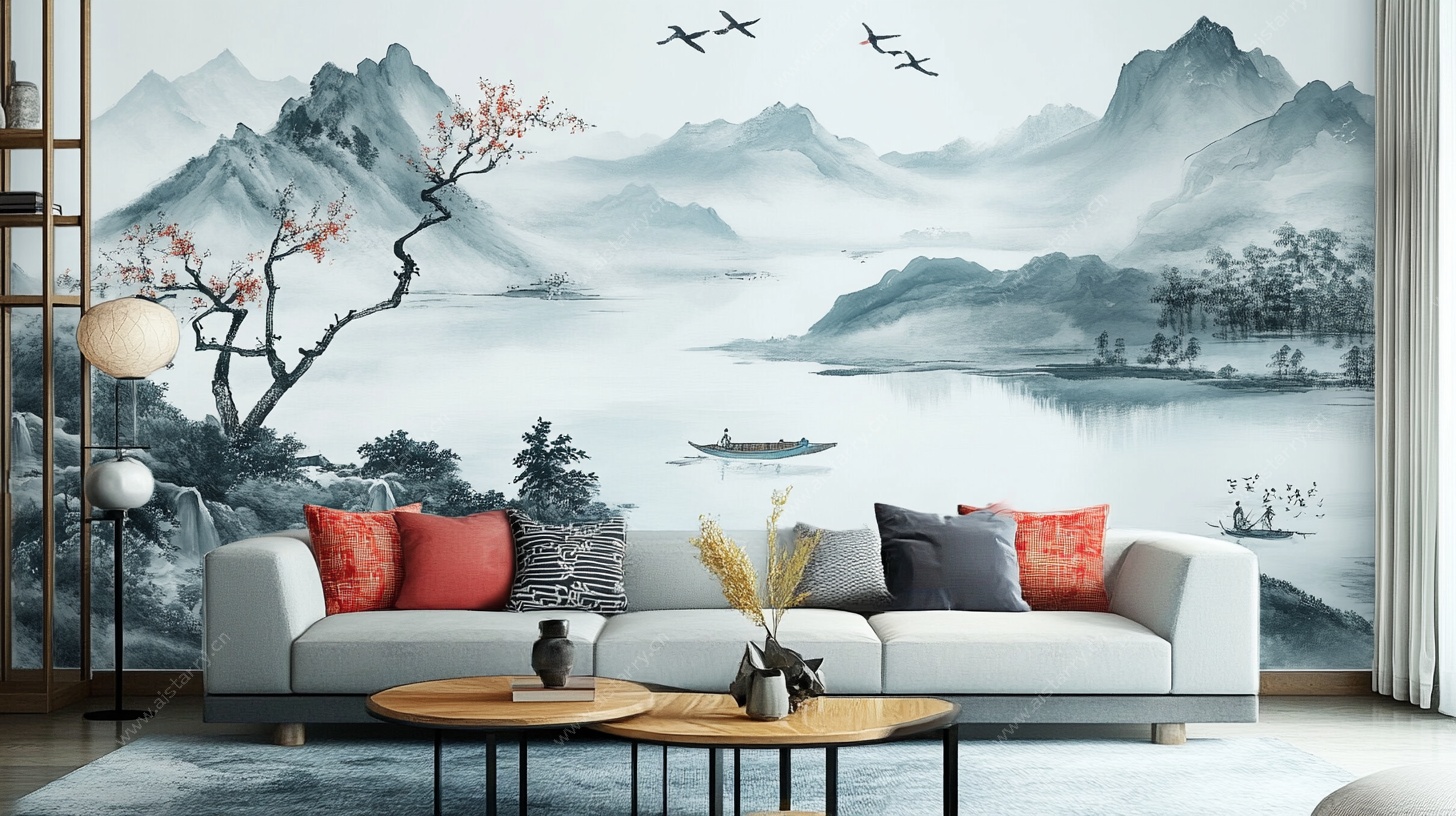 中式山水风客厅装饰画