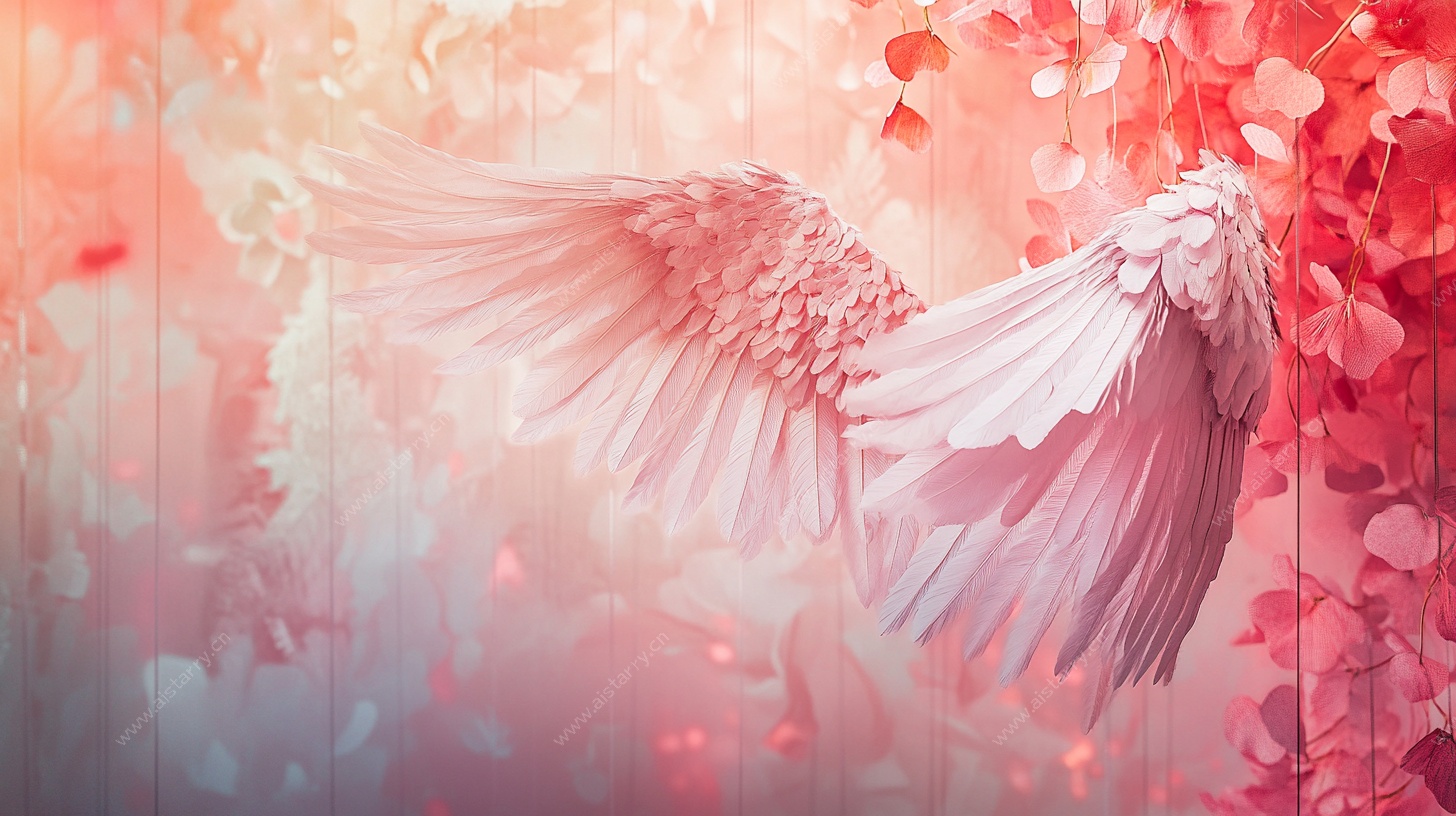 梦幻粉色羽翼背景图