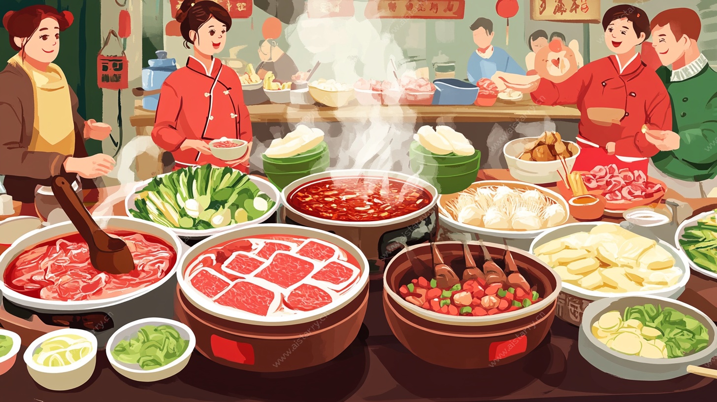 热闹火锅聚餐场景图