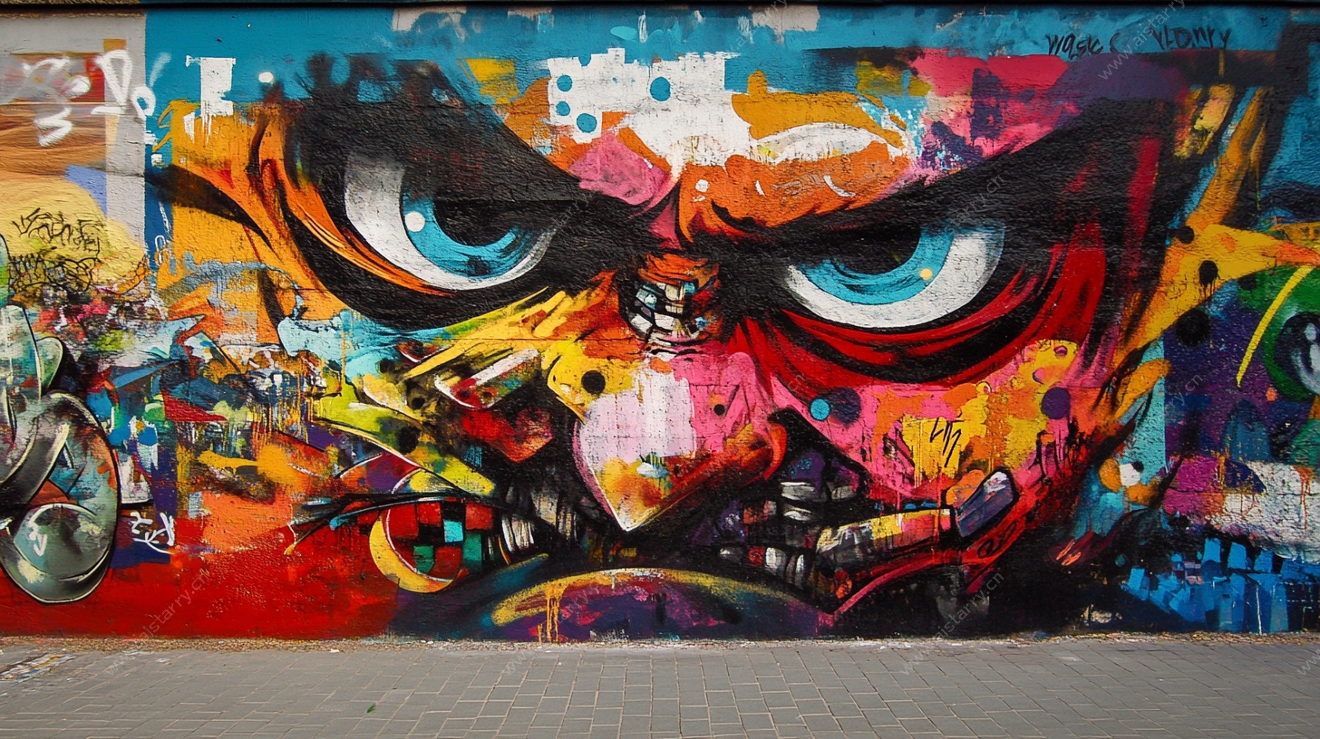 街头艺术涂鸦之怒目形象