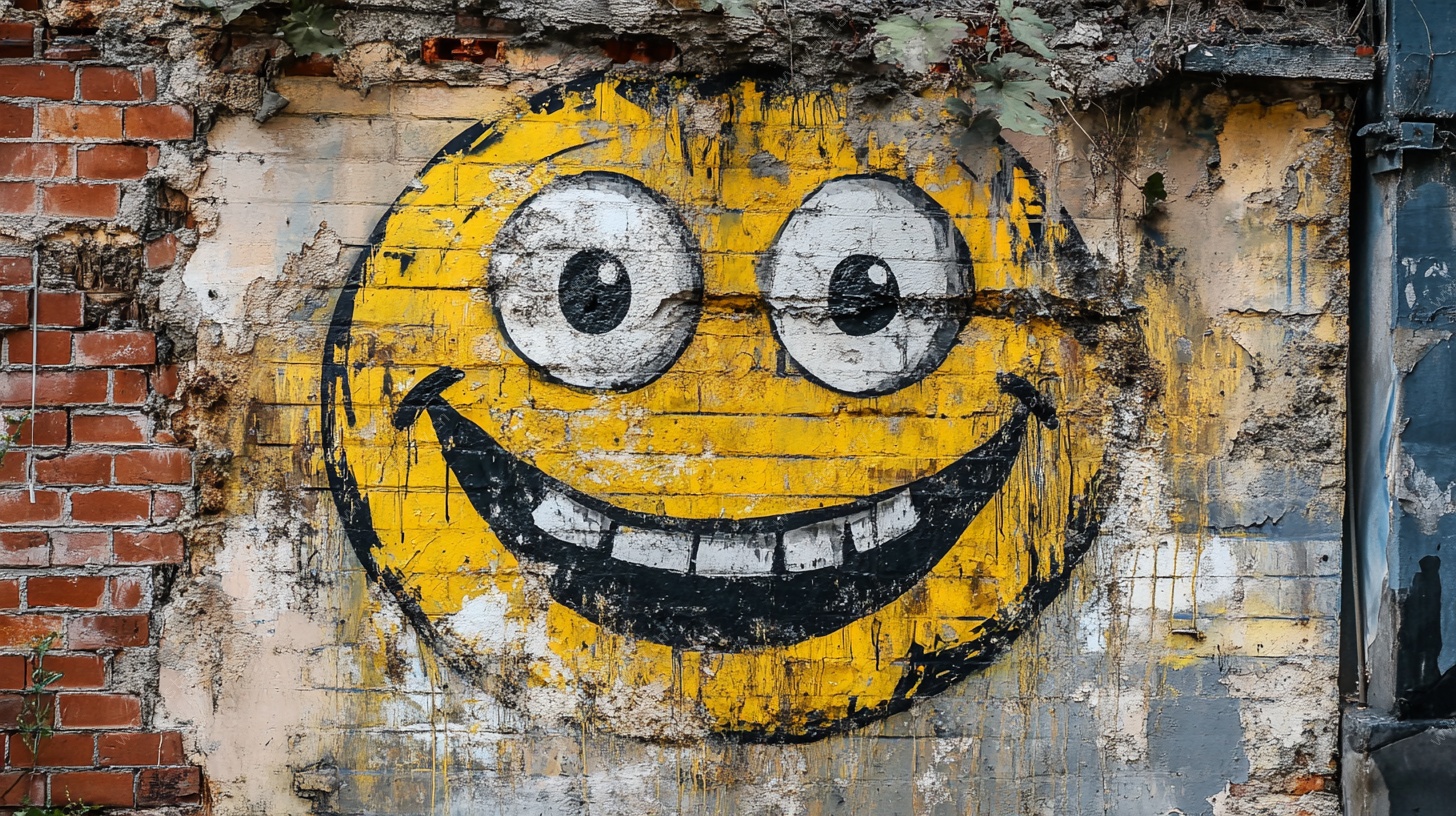 墙面上的笑脸涂鸦