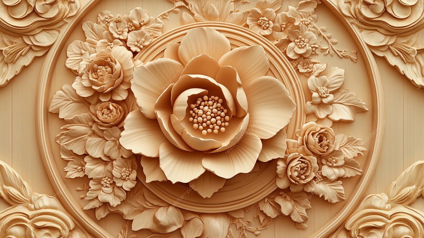 中式木雕花卉装饰图案