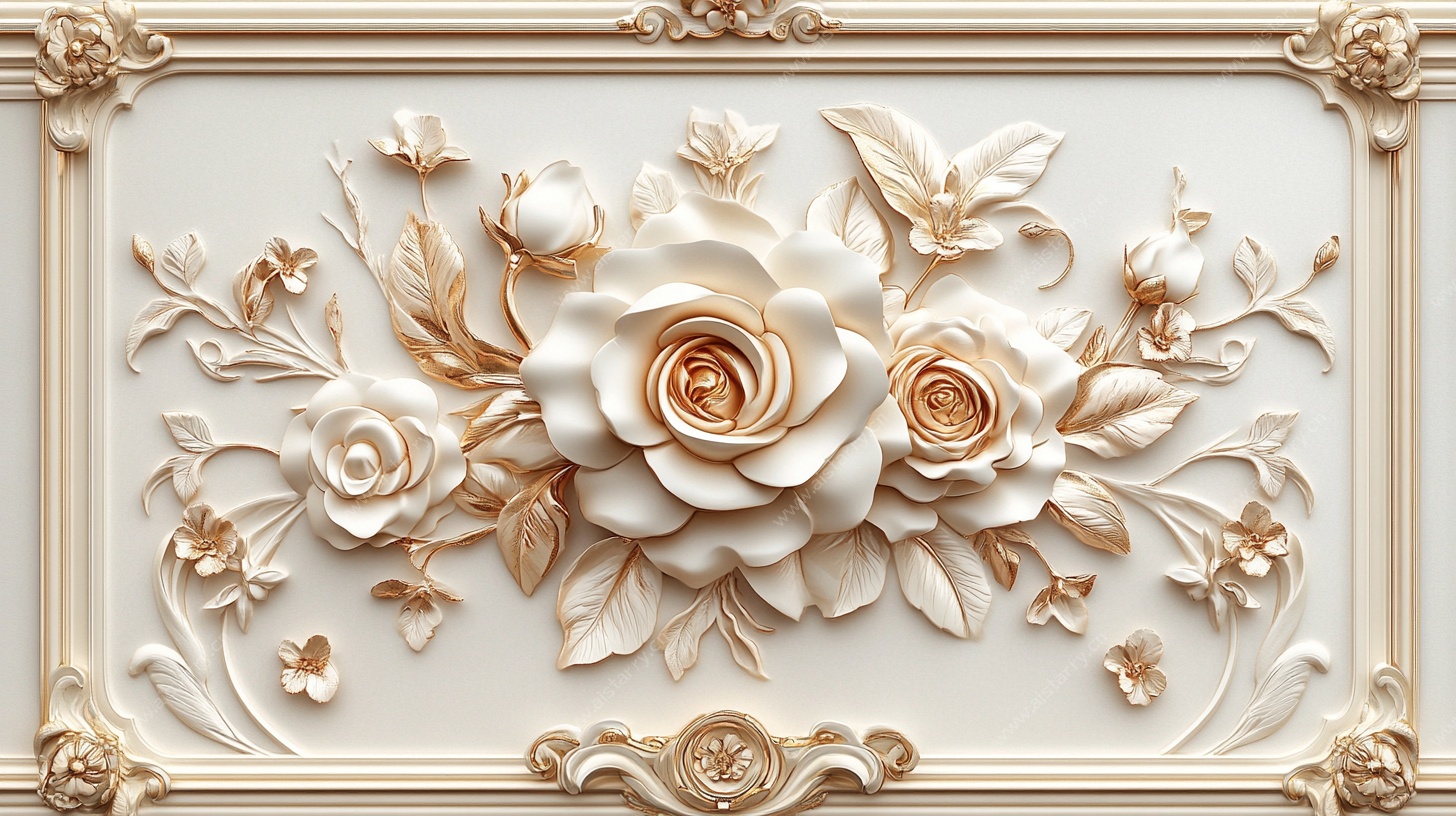 金色浮雕花卉装饰图案