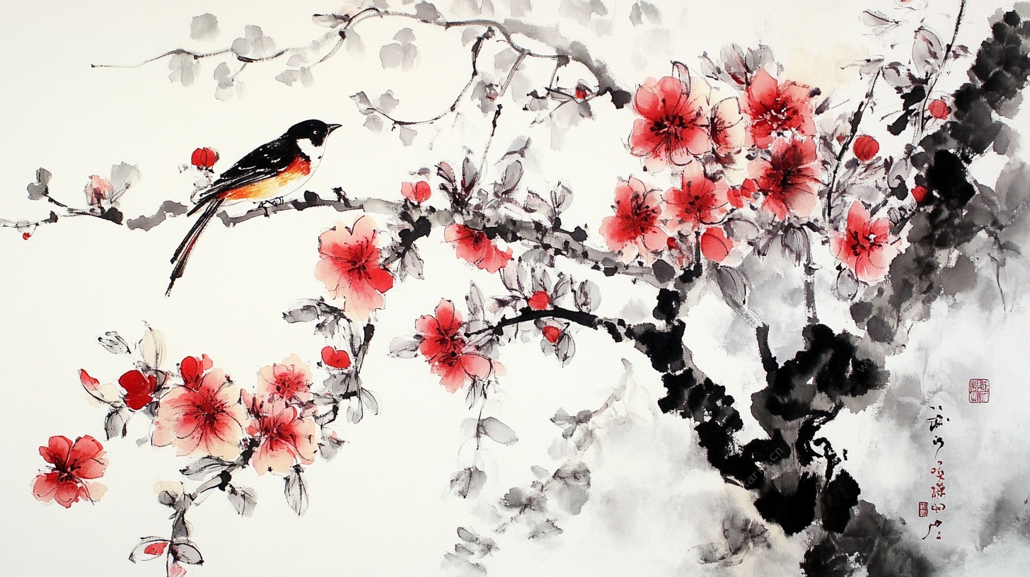 花鸟水墨图