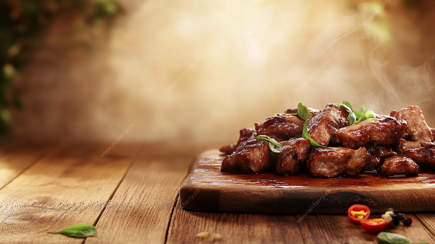 木制砧板上的美味烤肉