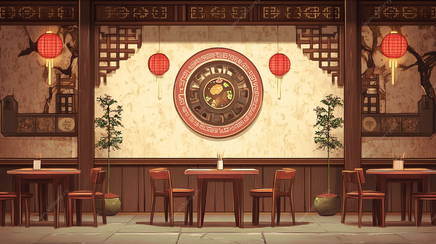 中式古风餐厅室内场景