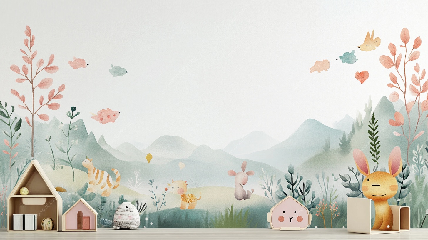 梦幻田园动物卡通背景图