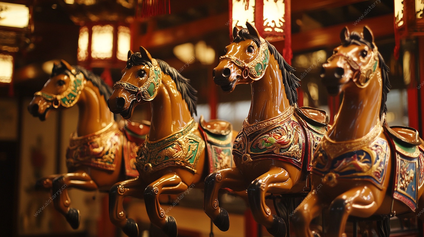 复古华丽旋转木马雕塑