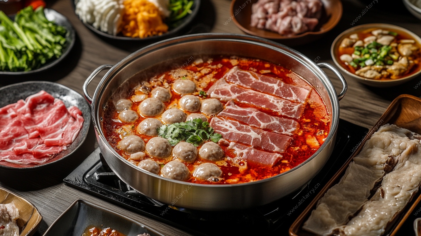 丰盛火锅食材展示