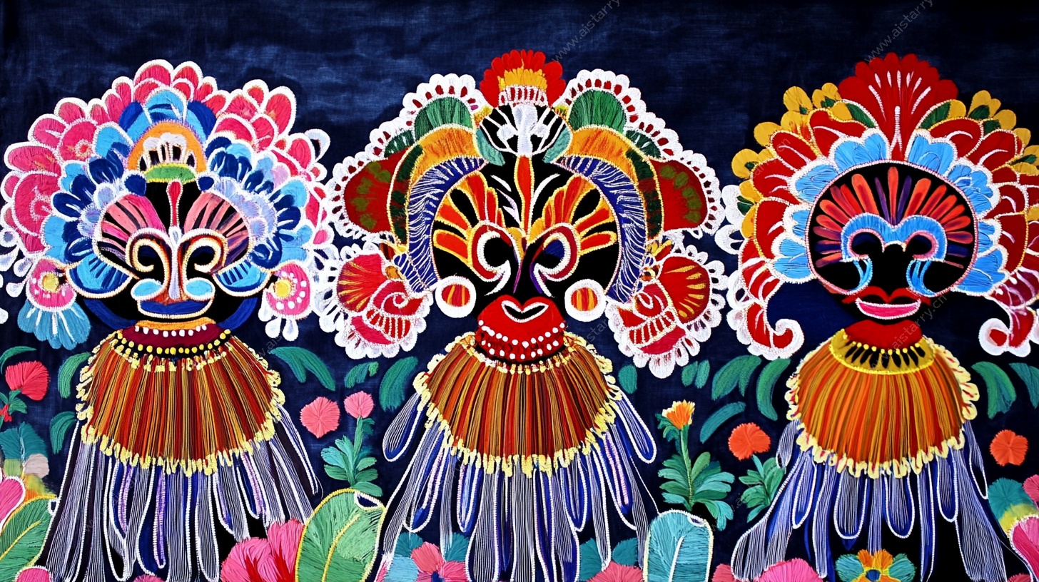 三幅绚丽戏曲脸谱图案