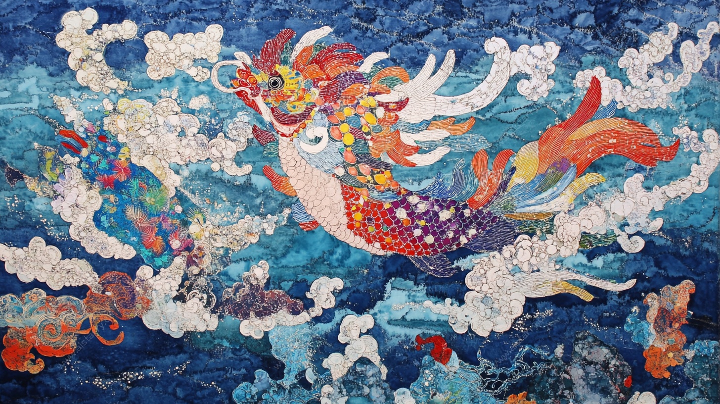 梦幻祥龙遨游云海图