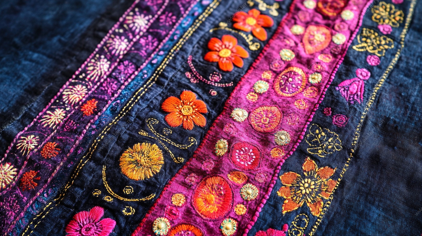 民族风刺绣布料细节图