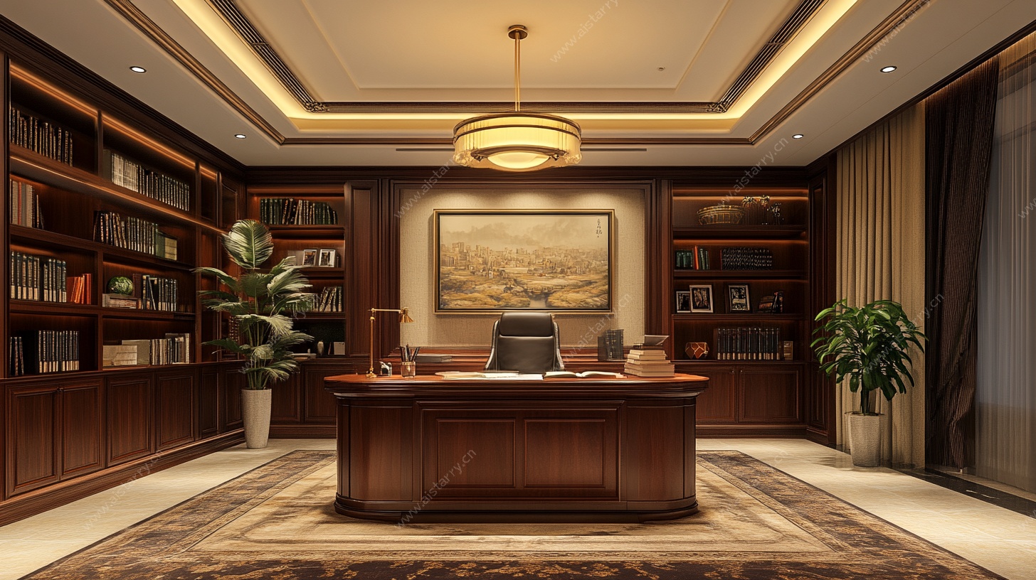 中式豪华办公室室内场景