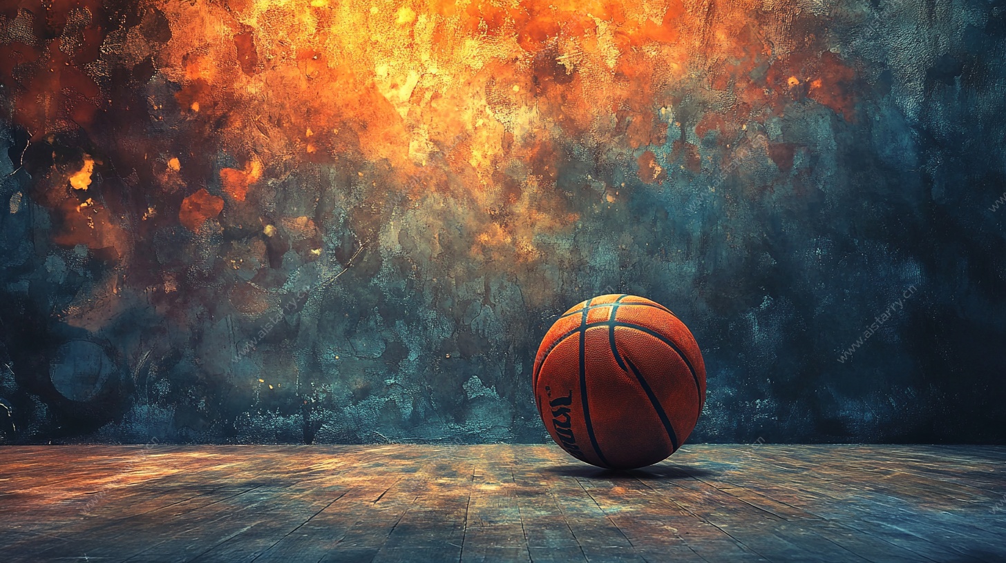 火焰背景下的篮球静物