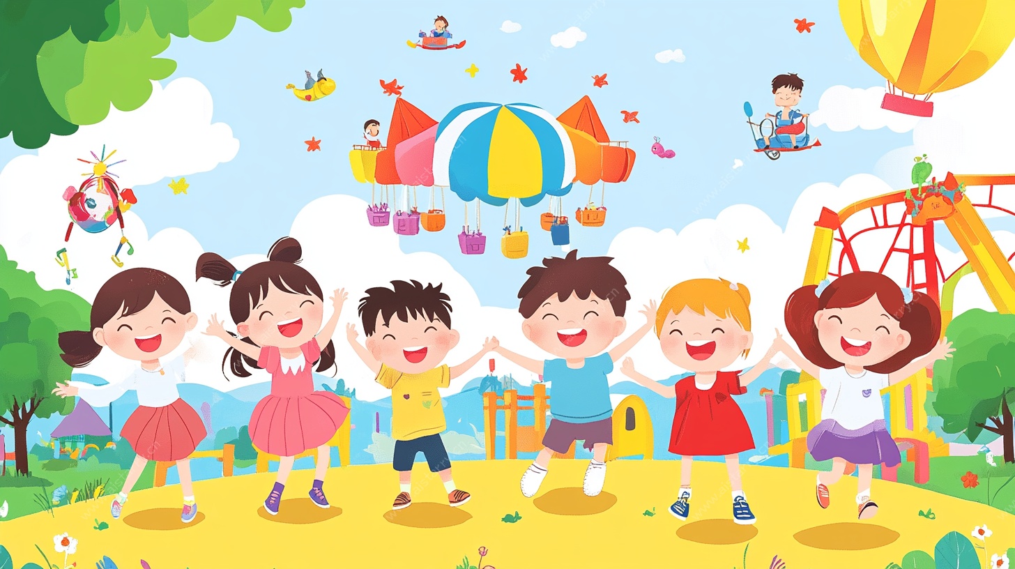 儿童在游乐园欢乐玩耍