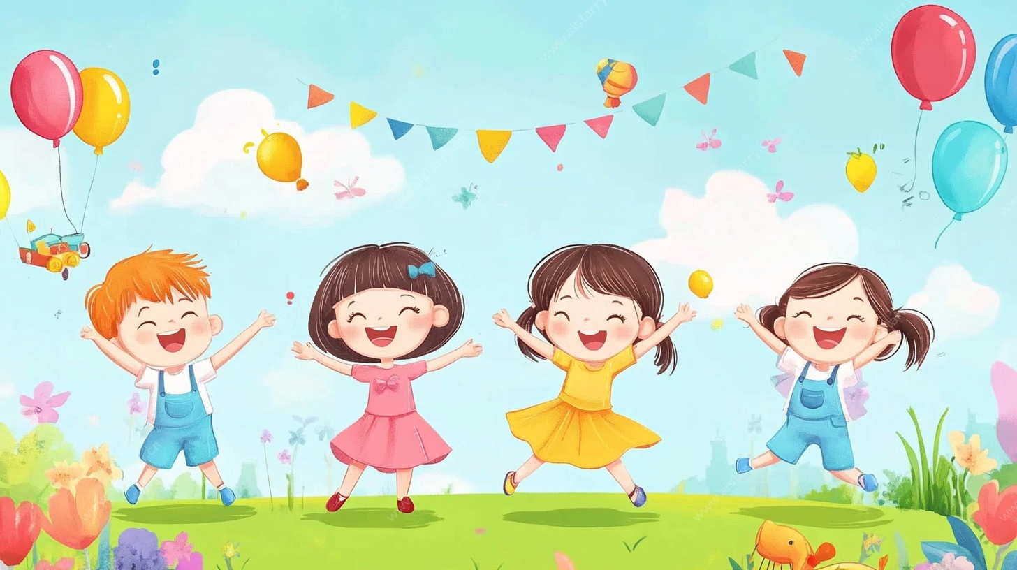 儿童欢乐庆节日场景