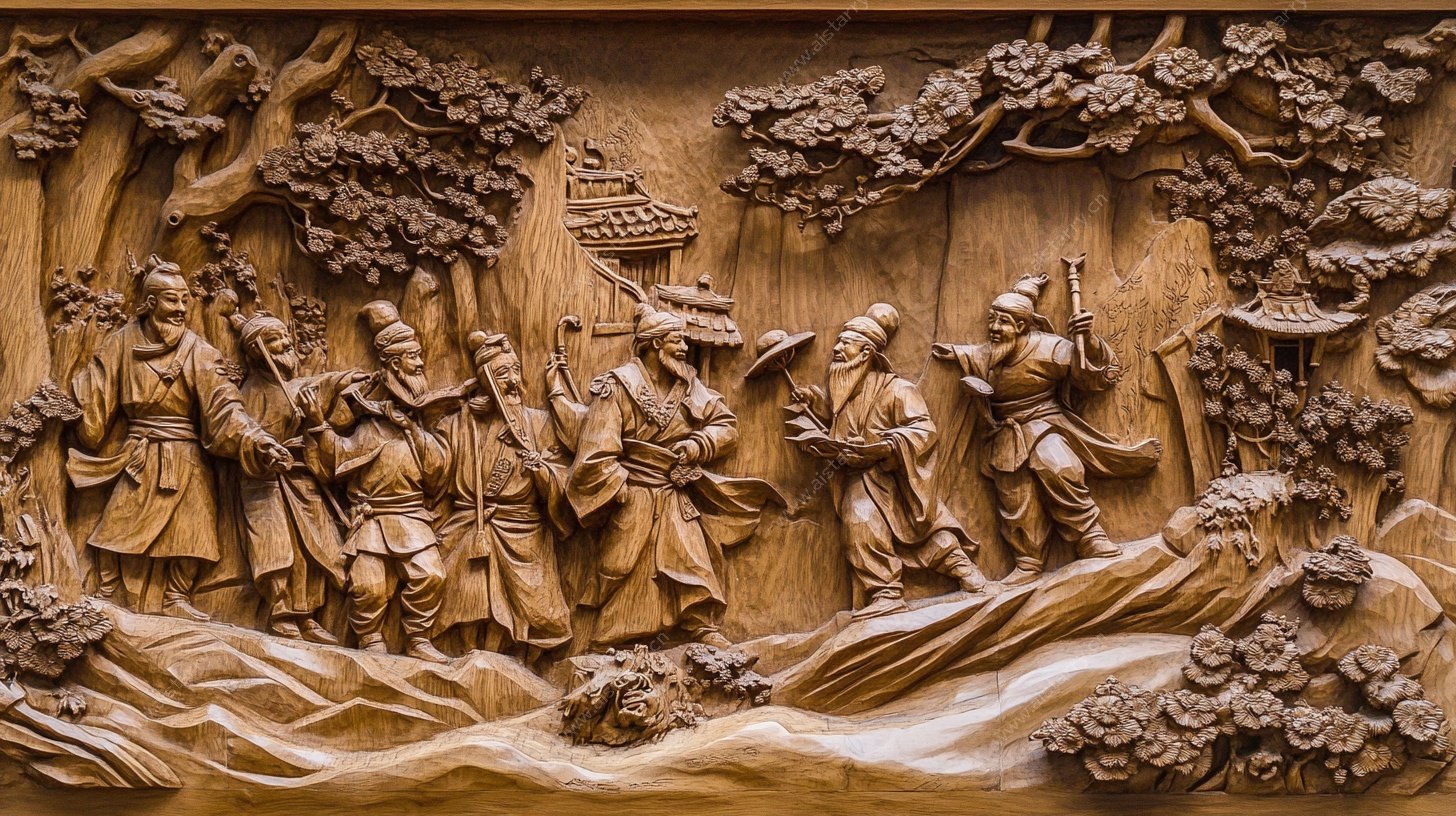 古代人物木雕场景