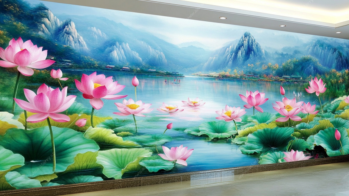 荷花山水壁画