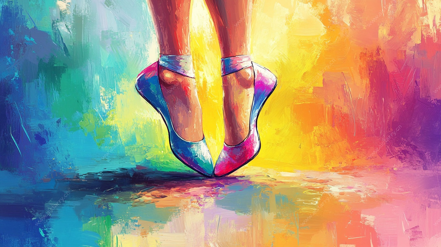 彩色笔触下的优雅舞鞋