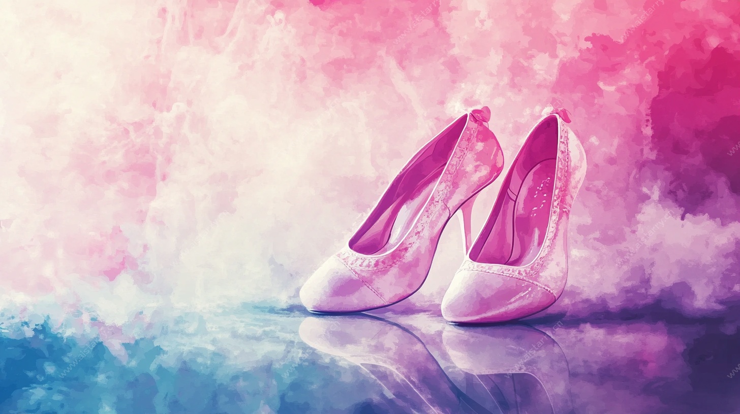 梦幻粉色高跟鞋艺术图