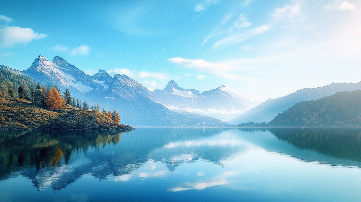 宁静湖山风景图