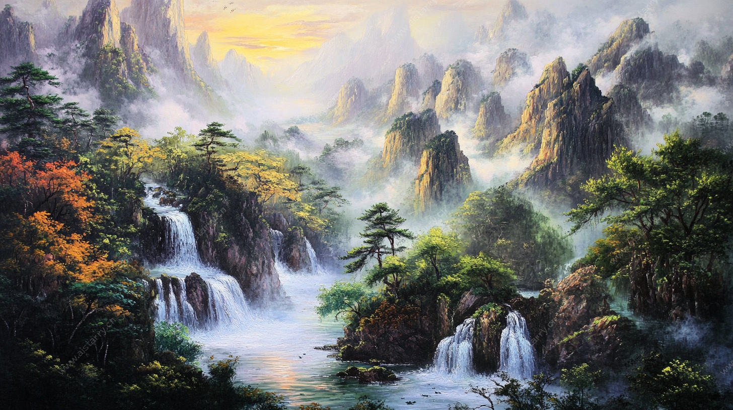 山水画卷中的壮丽自然景观