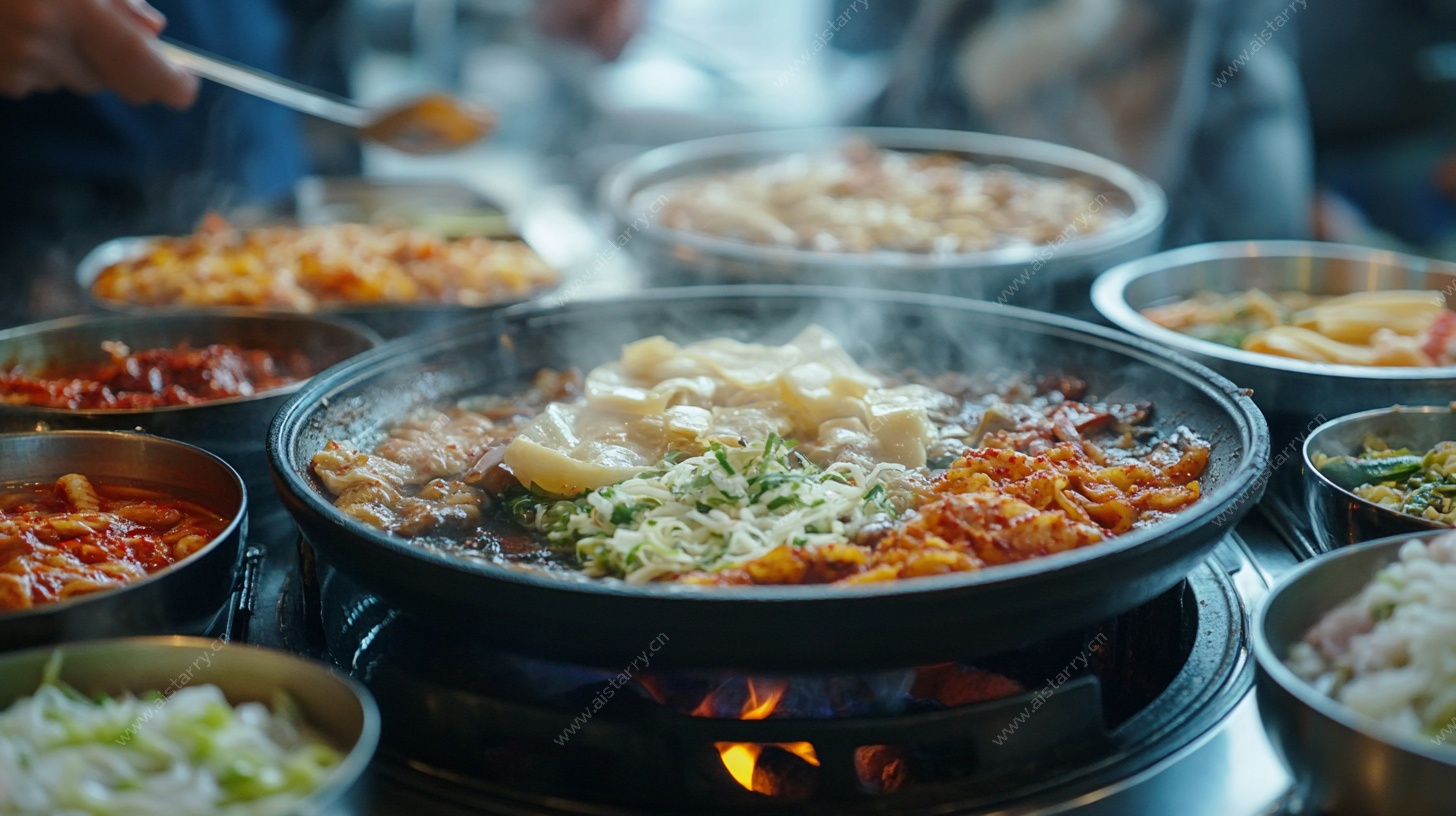 韩式火锅美食盛宴画面