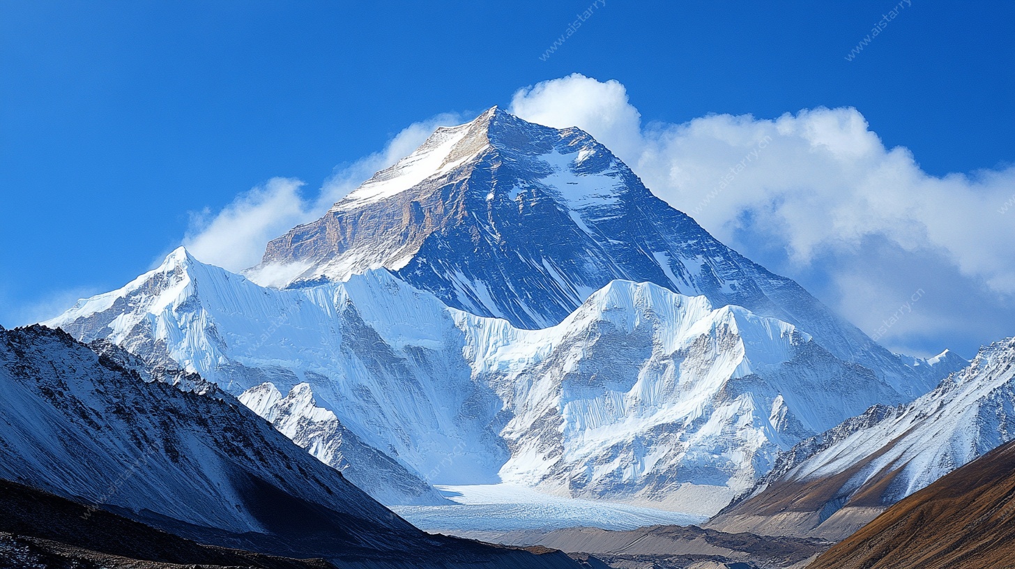 巍峨珠峰壮丽雪景图