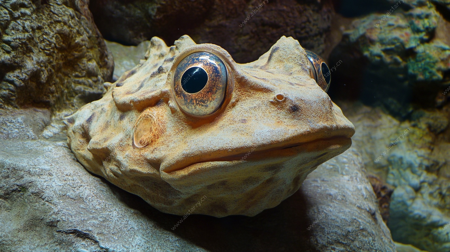 特写蟾蜍 岩石上的凝视