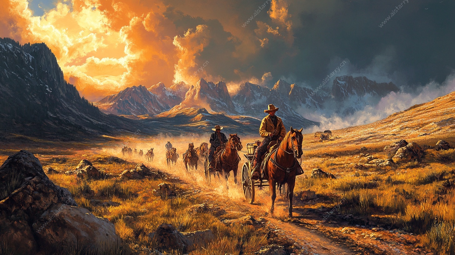 夕阳下的马背行者