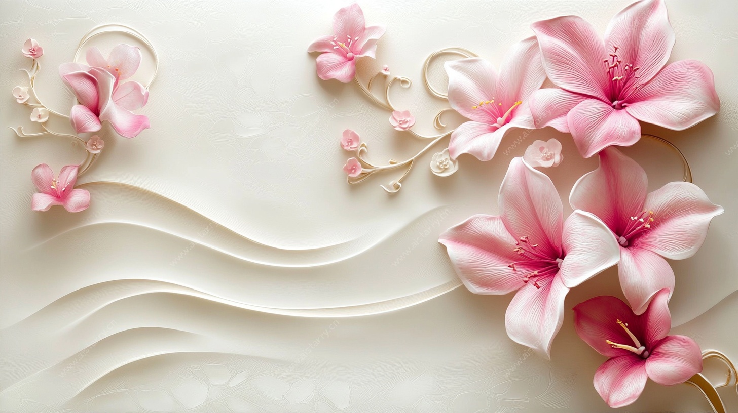 立体粉色花卉装饰背景图