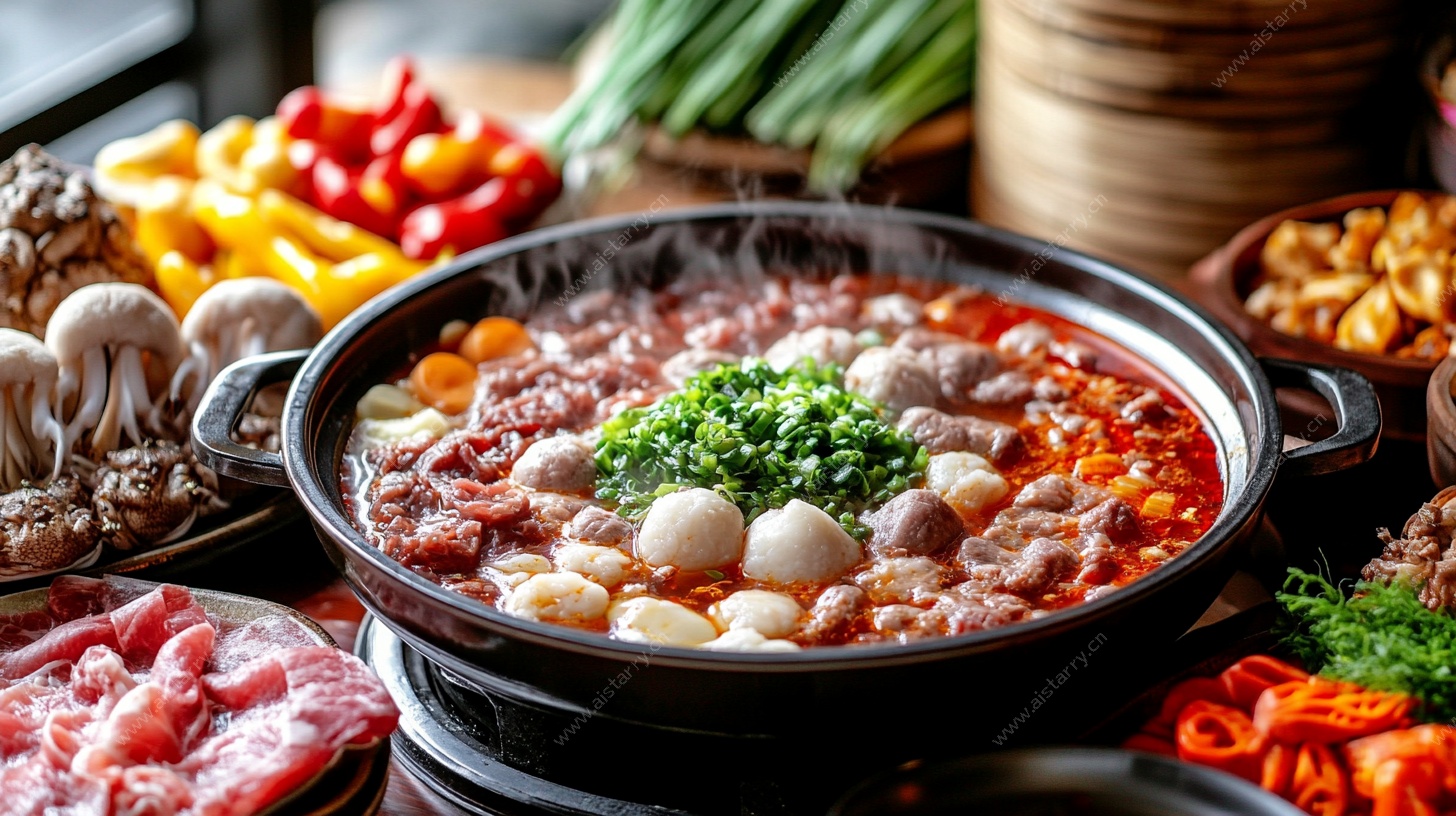 热气腾腾的丰盛火锅盛宴