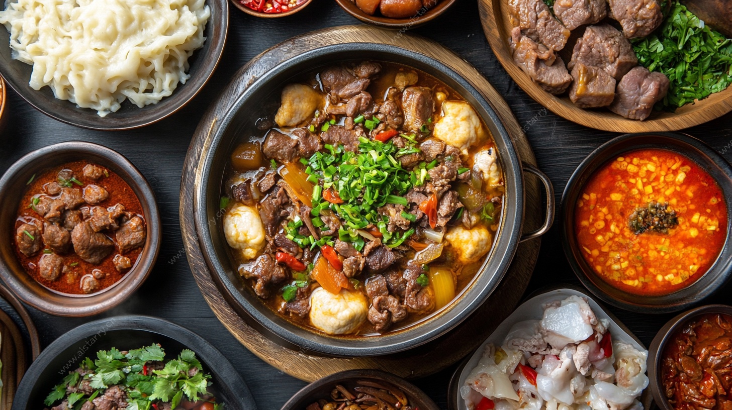 美味炖菜及多样配菜拼盘